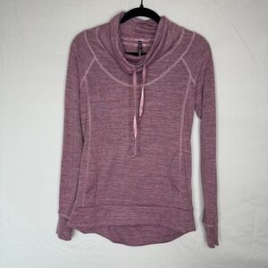 Kuhl Womens Cowl Neck Pullover Heathered Purple Thumbhole Active Top Medium